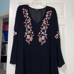 Black floral embroidered dress